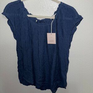 Lauren Conrad Short Sleeve Blue Top Size - Large